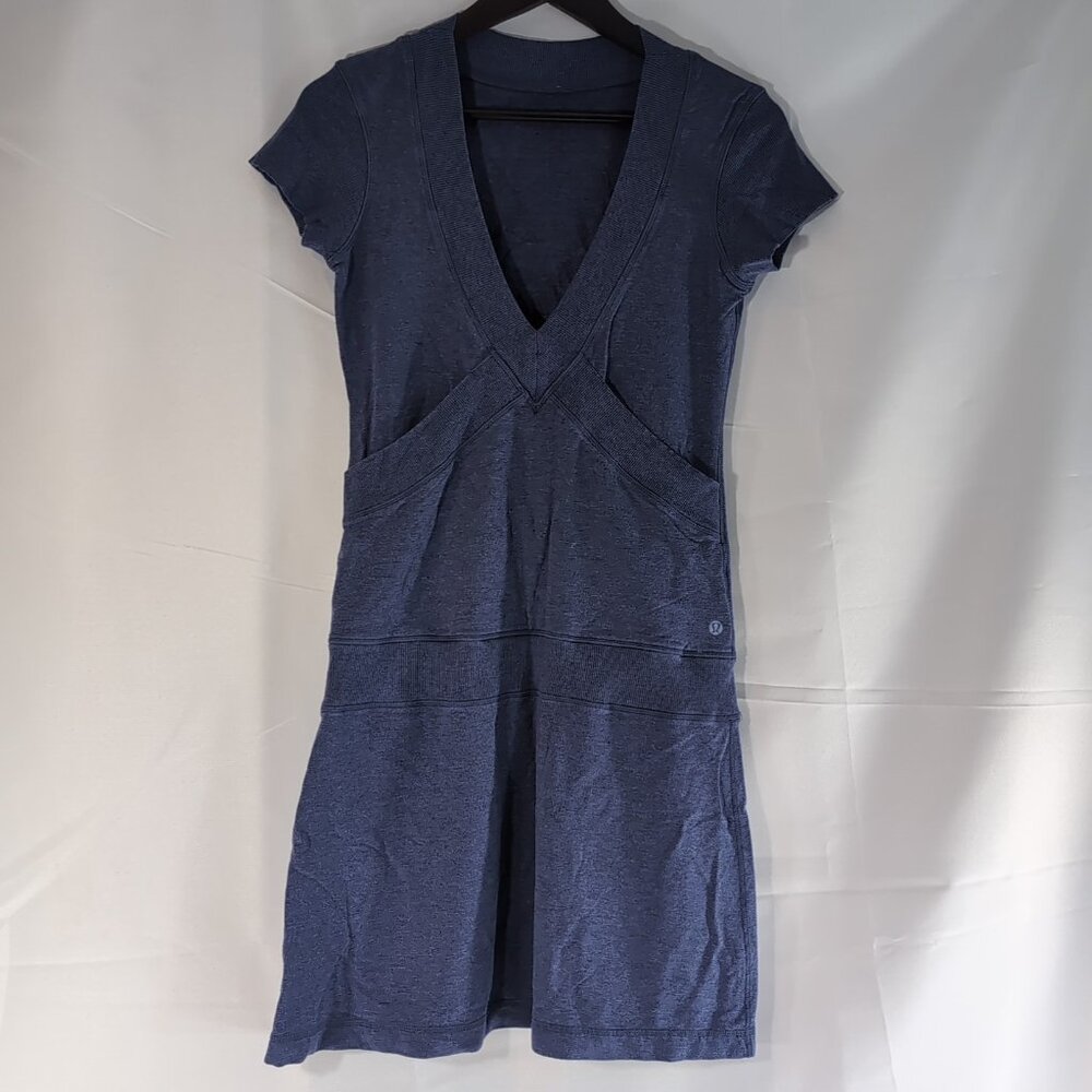 Lululemon Dance Pulse Heathered Indigo Purple V-Neck Dress Short Sleeve Beechlu